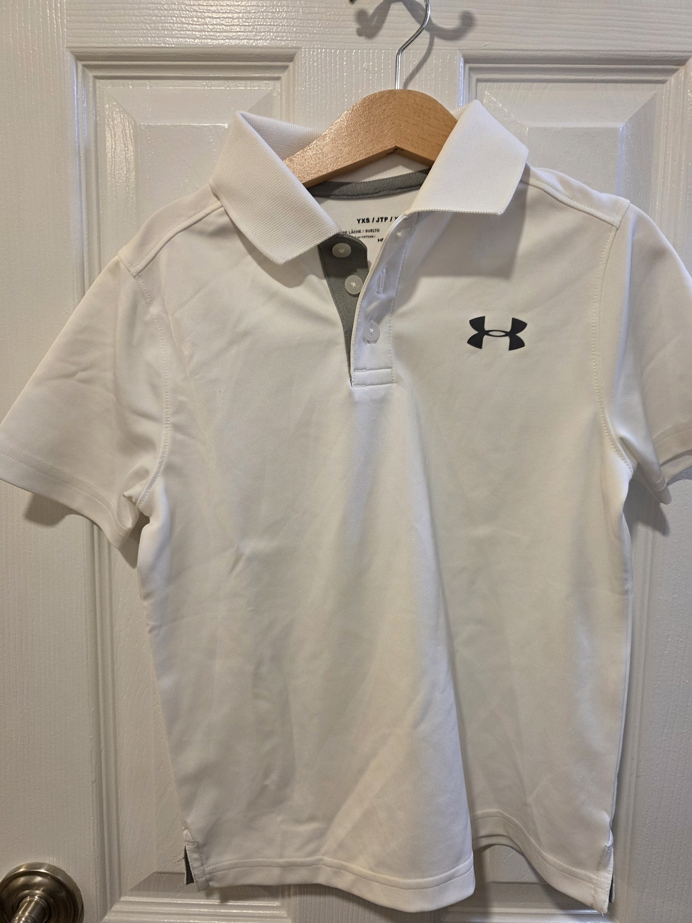 Under Armour White Polo with Gray Contrast Placket